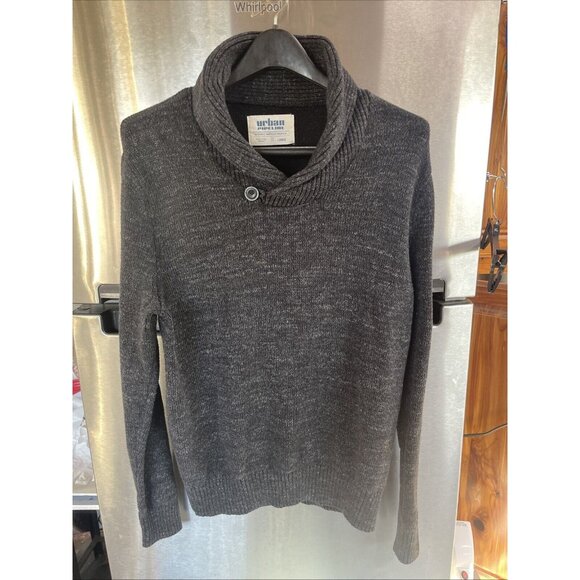 Urban Pipeline Men's Popover Sweater Sz L Cotton Shawl Neck Charcoal Gray ‎ $50 - Picture 1 of 13